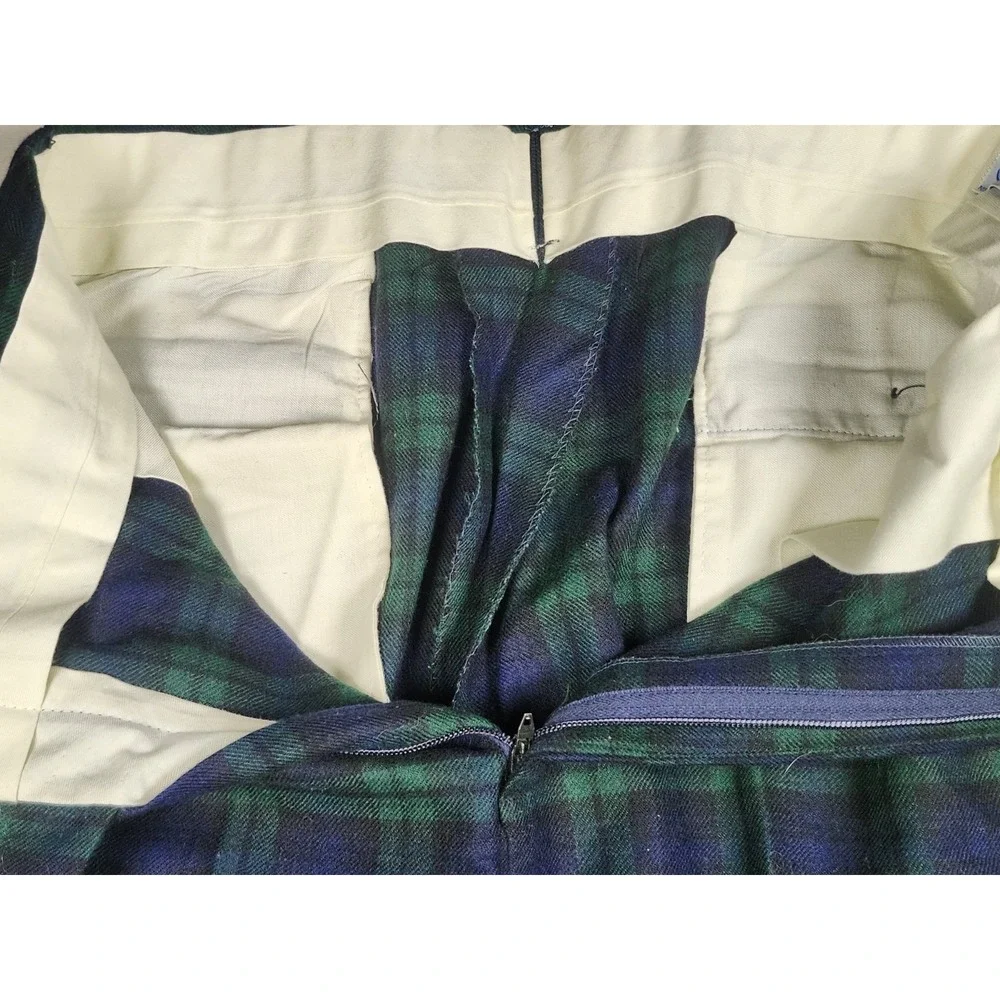 Vintage Mens Black Watch Tartan Plaid 100% Pure Wool Trousers Pants Sz 33 Preppy